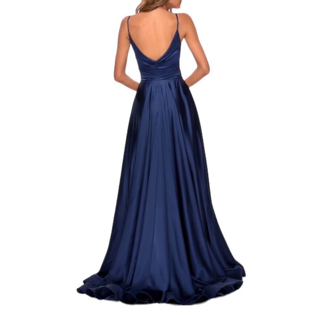 La Femme High Slit Long Satin Dress Sleeveless Full Length Formal Prom size 6 - Picture 4 of 11